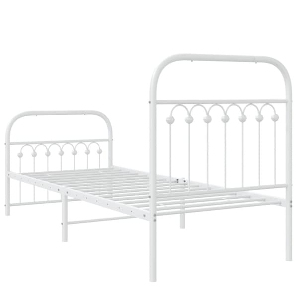 vidaXL sengeramme med sengegavl og fodgærde 75x190 cm metal hvid