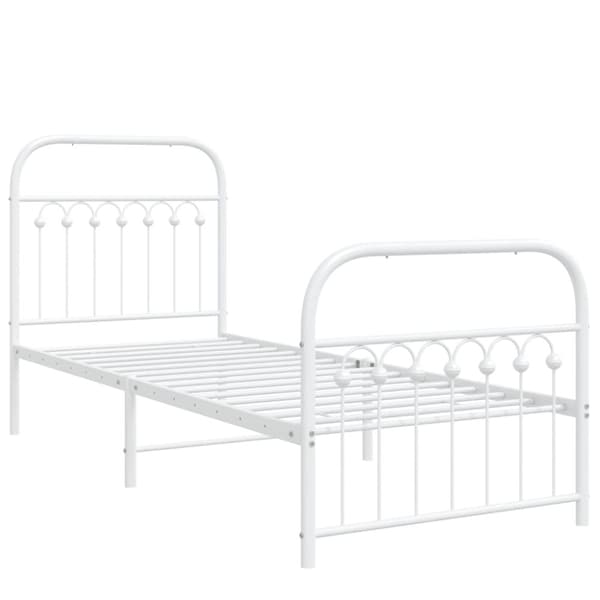 vidaXL sengeramme med sengegavl og fodgærde 75x190 cm metal hvid