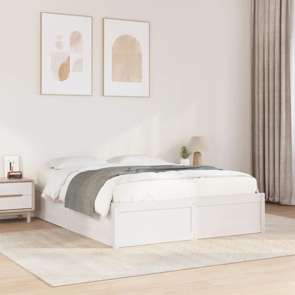 vidaXL Sengeramme uten madrass hvit 140x190 cm heltre furu