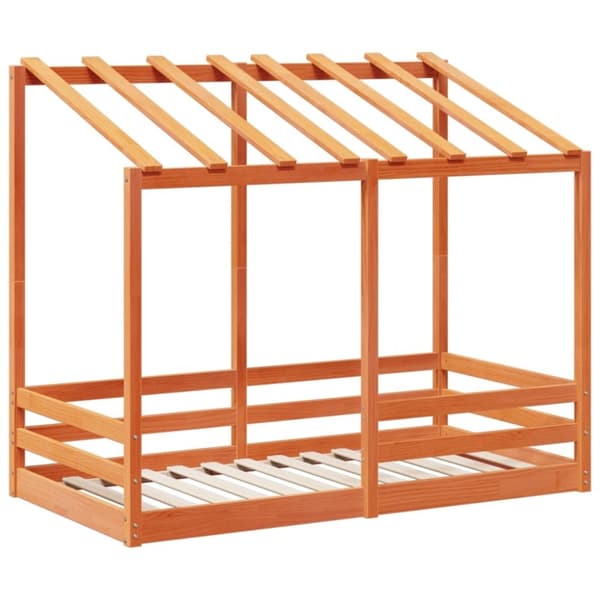 vidaXL Barneseng med tak voksbrun 70x140 cm heltre furu