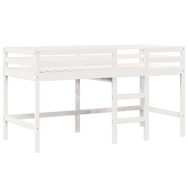 vidaXL Hög säng med tak vit 90x190 cm massiv furu