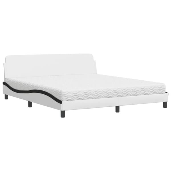 vidaXL seng med madras 180x200 cm kunstlæder hvid og sort