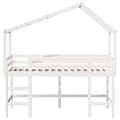 Miniatyrbillede 4 af 11: vidaXL højseng med stige og tag 80x200 cm massivt fyrretræ hvid