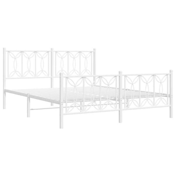 vidaXL Sengeramme i metall med hode- og fotgavl hvit 160x200 cm