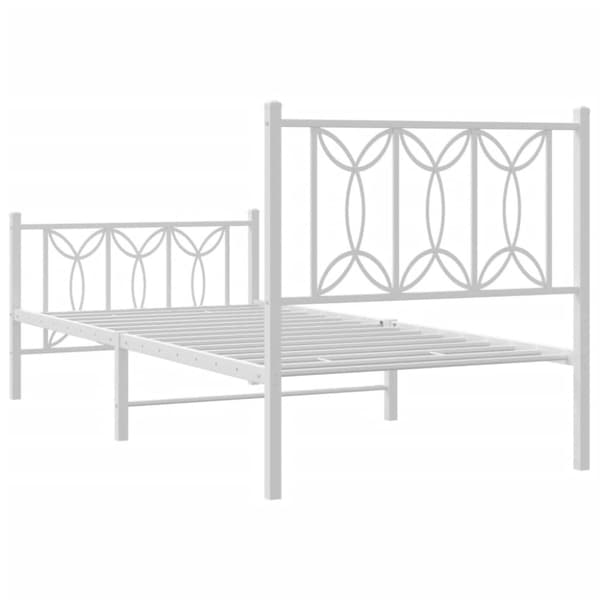 vidaXL sengeramme med sengegavl og fodgærde 75x190 cm metal hvid