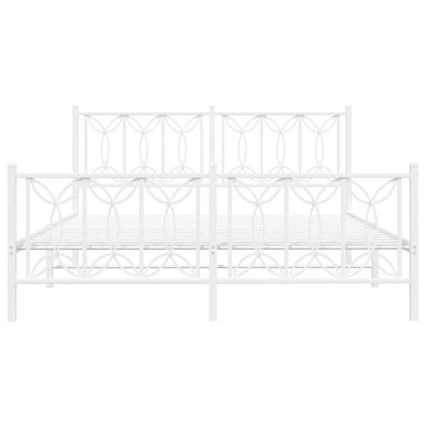 vidaXL sengeramme med sengegavl og fodgærde 160x200 cm metal hvid