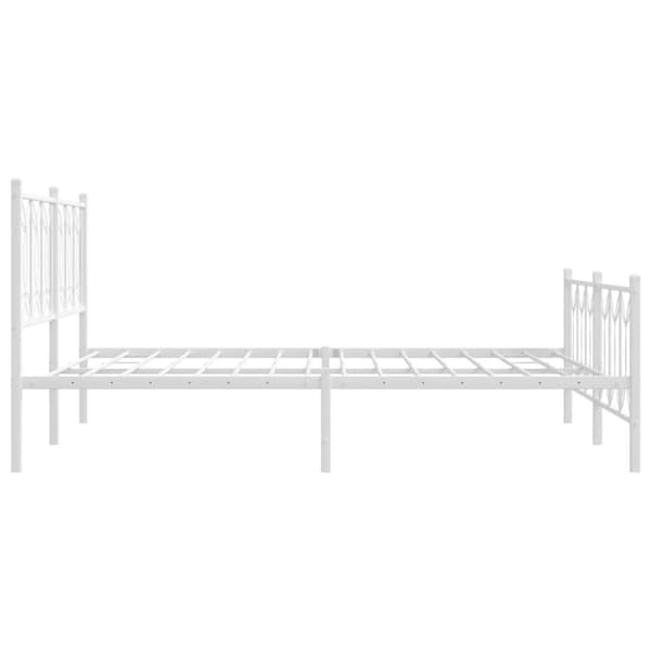 vidaXL sengeramme med sengegavl og fodgærde 160x200 cm metal hvid