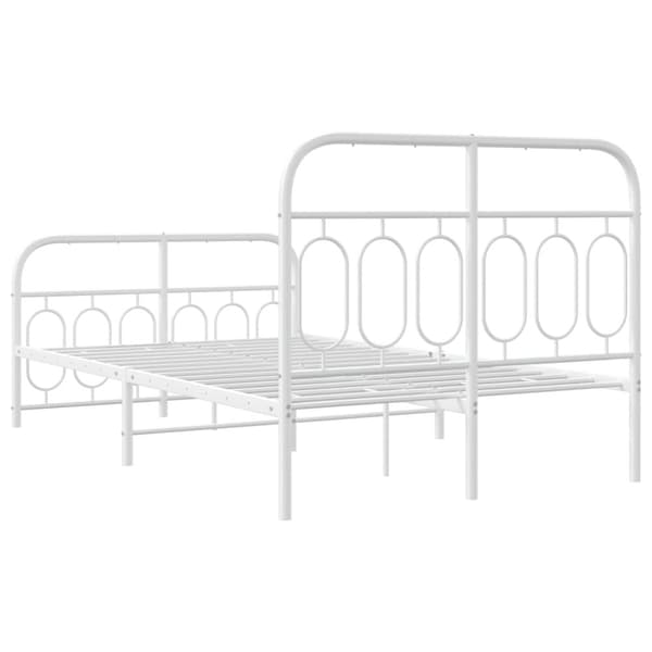 vidaXL sengeramme med sengegavl og fodgærde 120x190 cm metal hvid