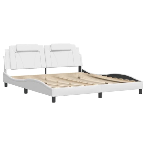 vidaXL Sängram med huvudgavel vit 180x200 cm konstläder