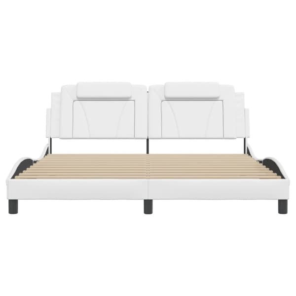 vidaXL Sängram med huvudgavel vit 180x200 cm konstläder