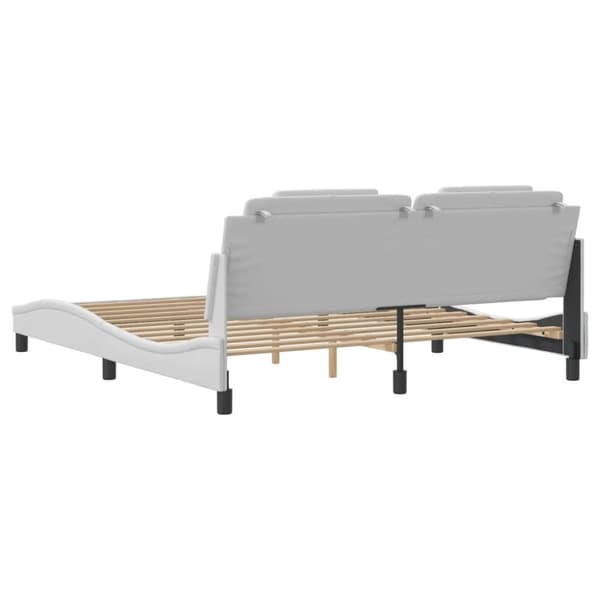 vidaXL Sängram med huvudgavel vit 180x200 cm konstläder