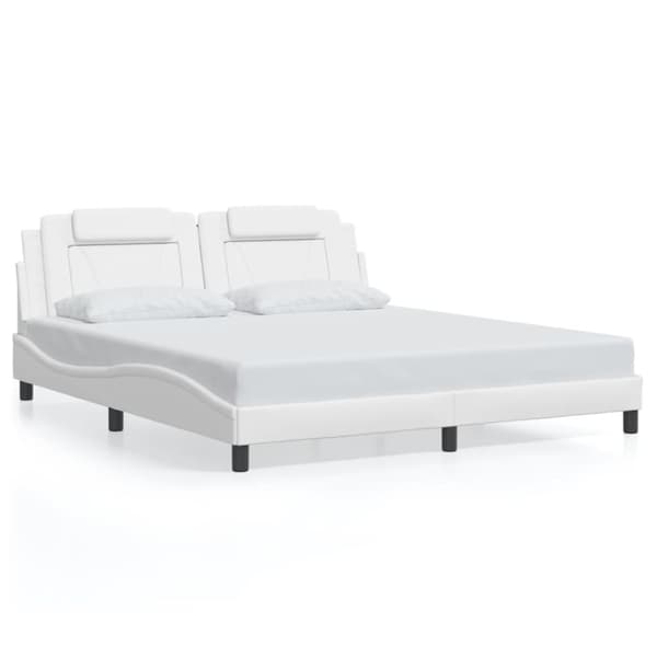 vidaXL Sängram med huvudgavel vit 180x200 cm konstläder