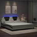 Miniatyrbillede 4 af 11: vidaXL sengeramme med LED-lys 180x200 cm kunstlæder sort og hvid