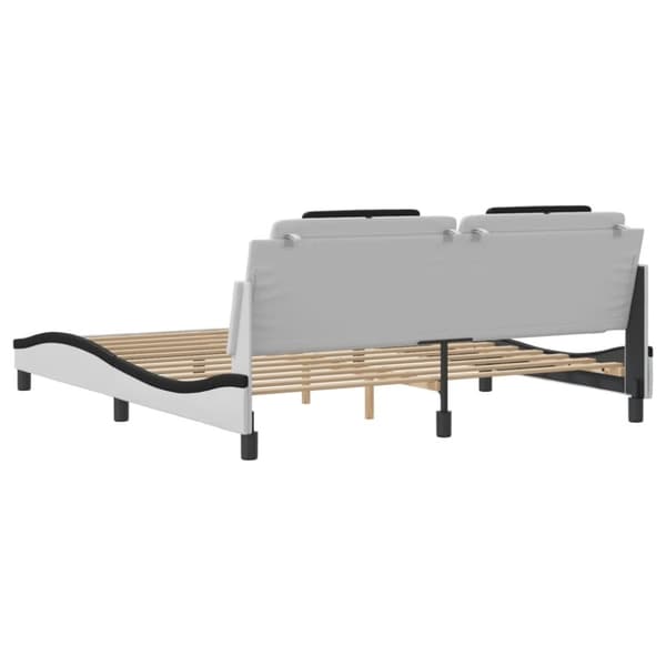 vidaXL sengeramme med LED-lys 180x200 cm kunstlæder sort og hvid