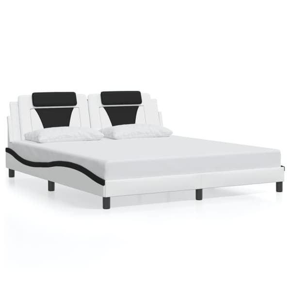vidaXL sengeramme med LED-lys 180x200 cm kunstlæder sort og hvid
