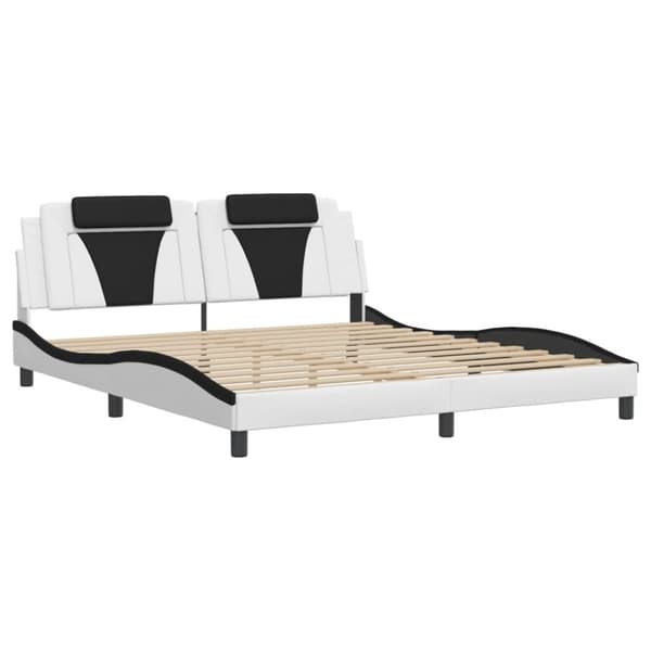 vidaXL sengeramme med LED-lys 180x200 cm kunstlæder sort og hvid