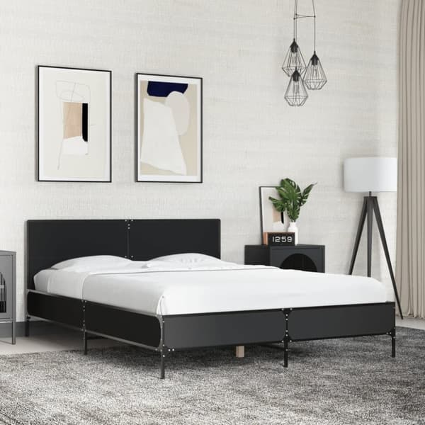 vidaXL sengestel 140x200 cm konstrueret træ og metal sort