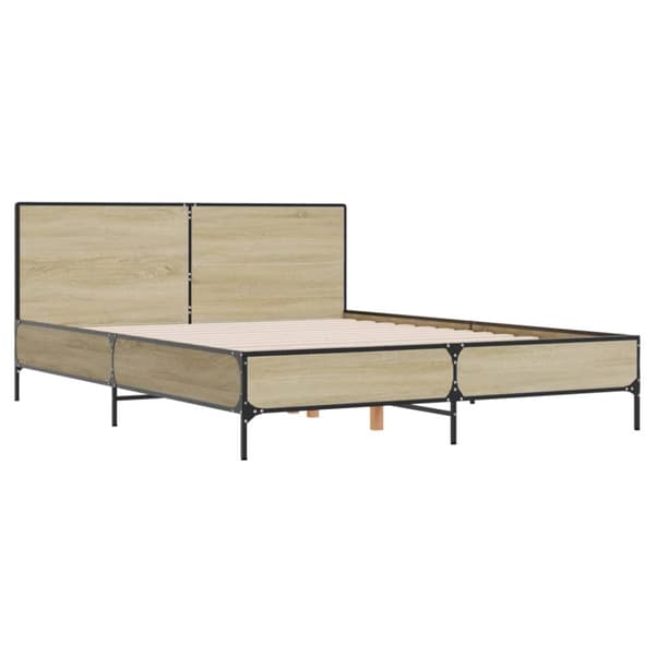 vidaXL Sengeramme sonoma eik 160x200 cm konstruert tre og metall