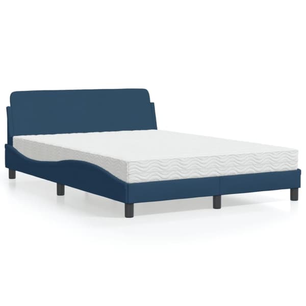 vidaXL Seng med madras 140x190 cm stof blå