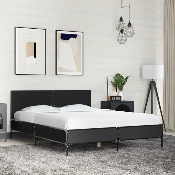 vidaXL sengestel 120x190 cm konstrueret træ og metal sort