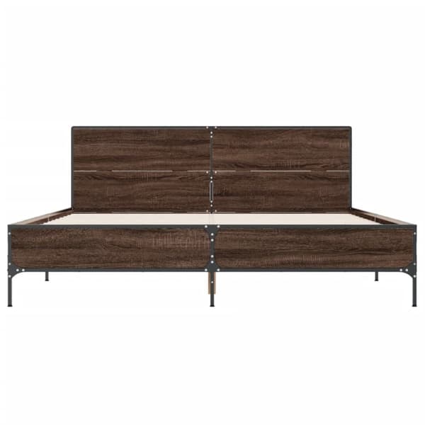 vidaXL sengestel 140x190 cm konstrueret træ og metal brun egetræsfarve