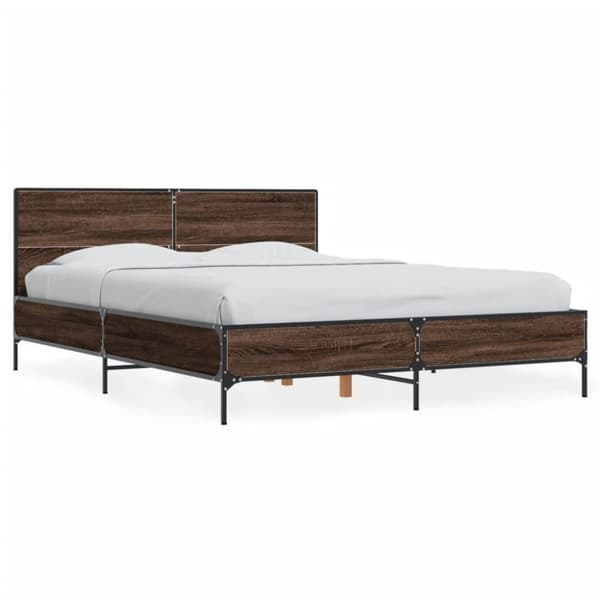 vidaXL sengestel 140x190 cm konstrueret træ og metal brun egetræsfarve
