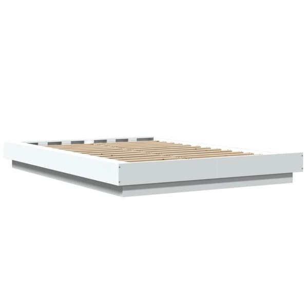 vidaXL Sengeramme med LED-lys hvit 120x190 cm konstruert tre
