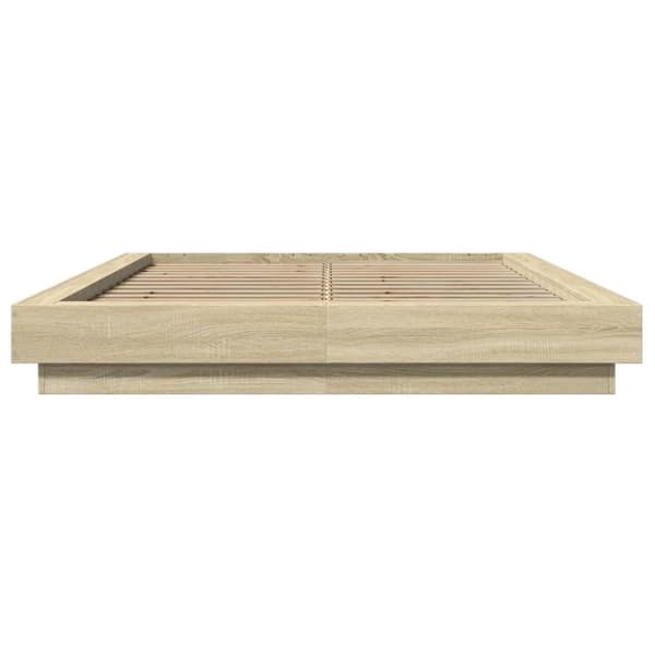 vidaXL Sengeramme med LED-lys sonoma eik 120x190 cm konstruert tre