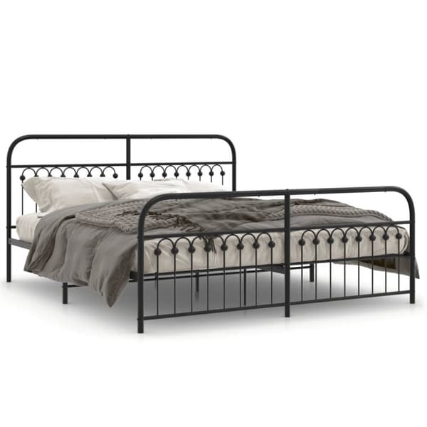 vidaXL sengeramme med sengegavl og fodgærde 183x203 cm metal sort