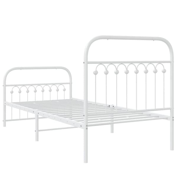 vidaXL Sengeramme i metall med hode- og fotgavl hvit 90x200 cm
