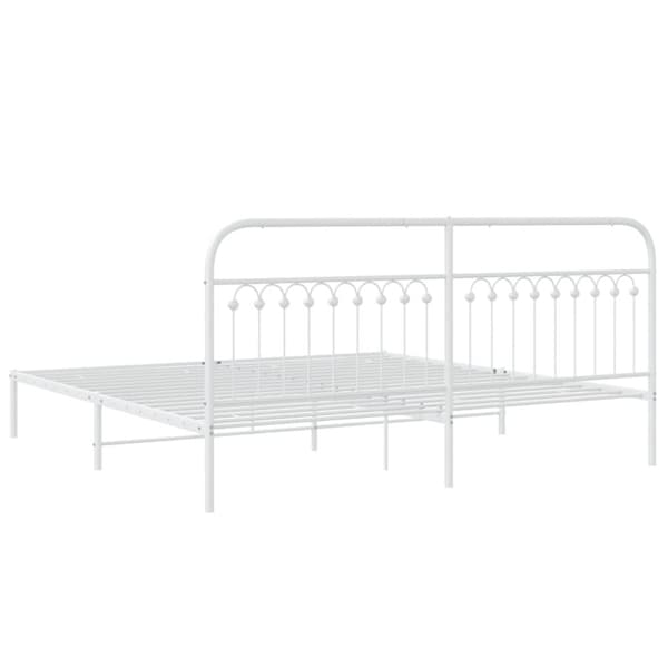vidaXL sengeramme med sengegavl 193x203 cm metal hvid