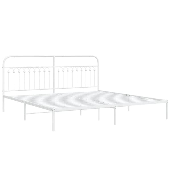 vidaXL sengeramme med sengegavl 193x203 cm metal hvid