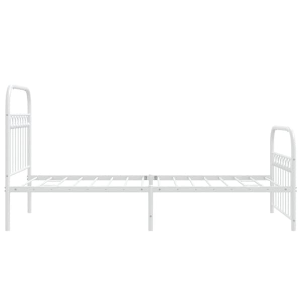 vidaXL sengeramme med sengegavl og fodgærde 90x200 cm metal hvid