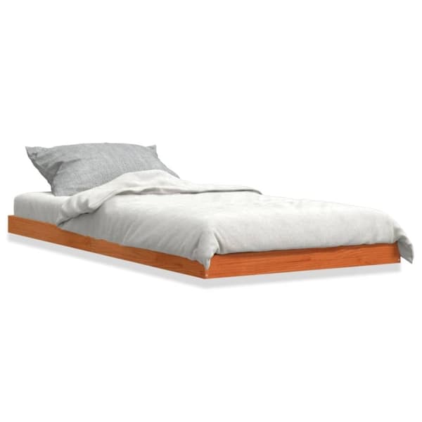 vidaXL sengeramme 100x200 cm massivt fyrretræ gyldenbrun