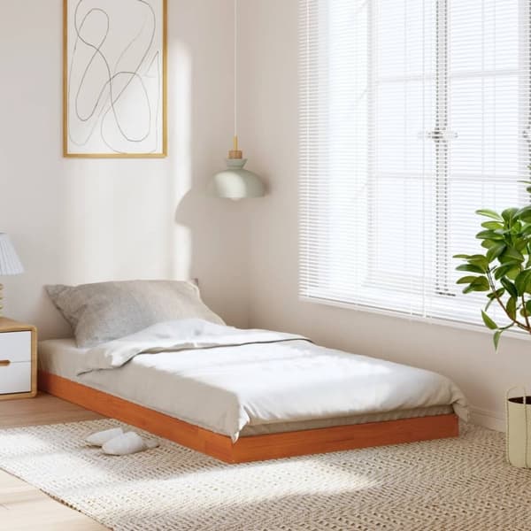 vidaXL sengeramme 100x200 cm massivt fyrretræ gyldenbrun