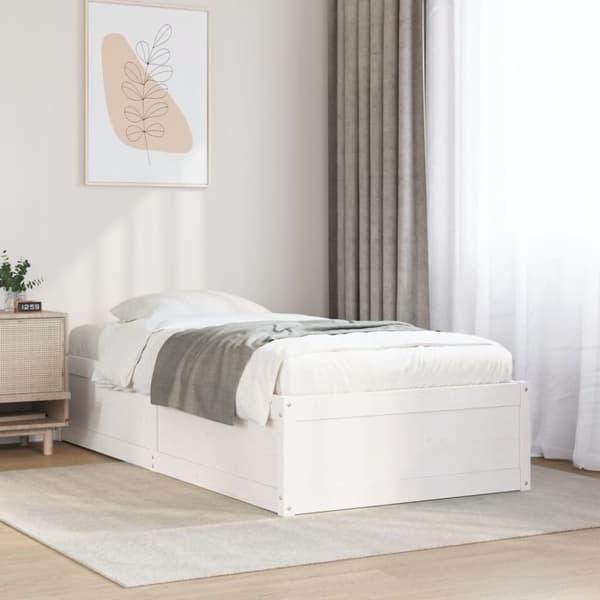vidaXL Sängynrunko ilman patjaa päädyllä 75x190 cm täysi mänty