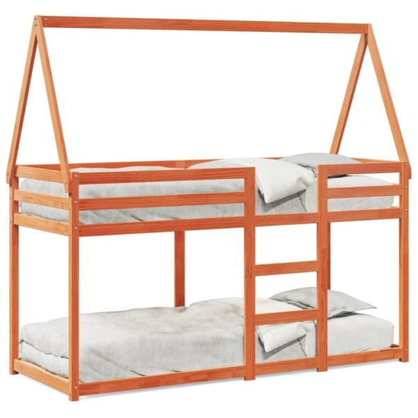 vidaXL Kerrossänky katolla vahanruskea 90x190 cm täysi mänty