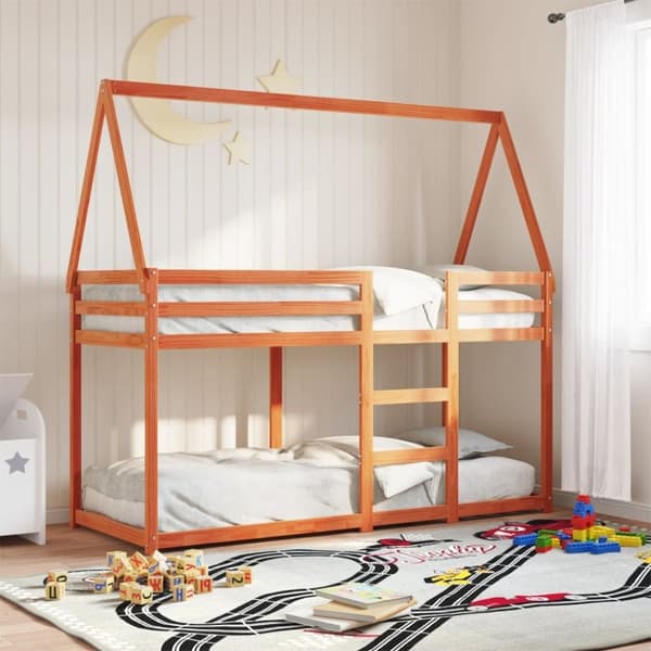 vidaXL Kerrossänky katolla vahanruskea 90x190 cm täysi mänty