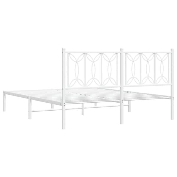 vidaXL Sengeramme i metall med sengegavl hvit 150x200 cm
