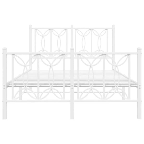vidaXL Metallinen sängynrunko päädyillä valkoinen 120x200 cm