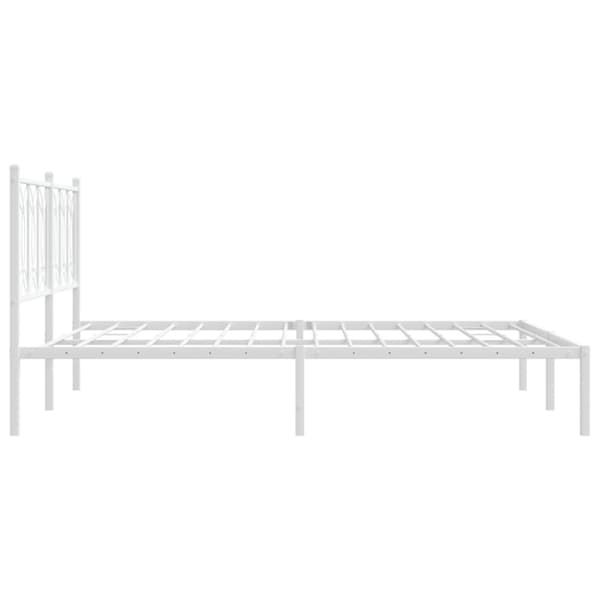 vidaXL sengeramme med sengegavl 150x200 cm metal hvid