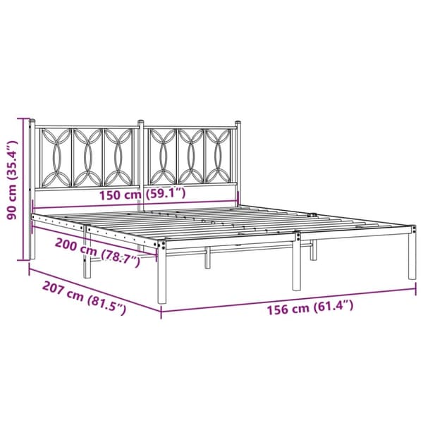 vidaXL sengeramme med sengegavl 150x200 cm metal hvid