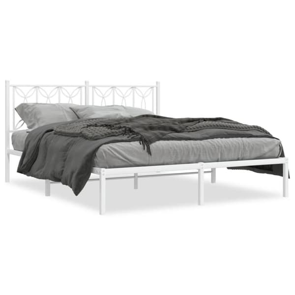 vidaXL sengeramme med sengegavl 150x200 cm metal hvid