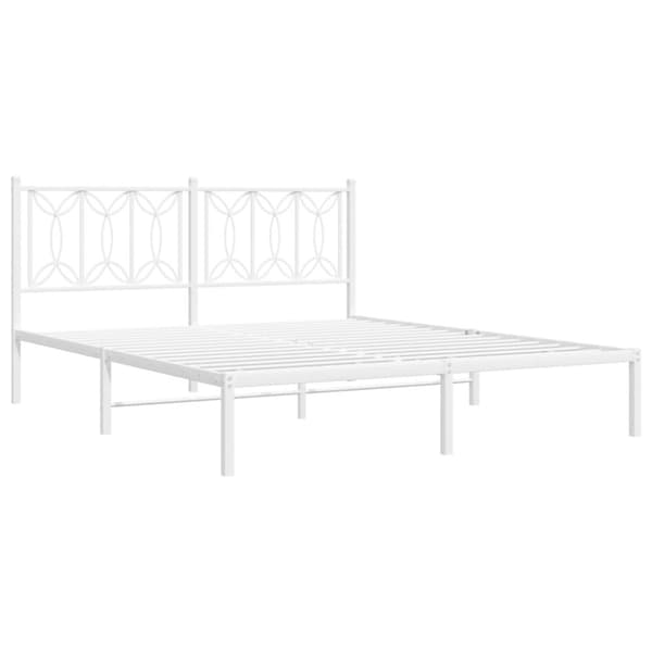 vidaXL sengeramme med sengegavl 150x200 cm metal hvid