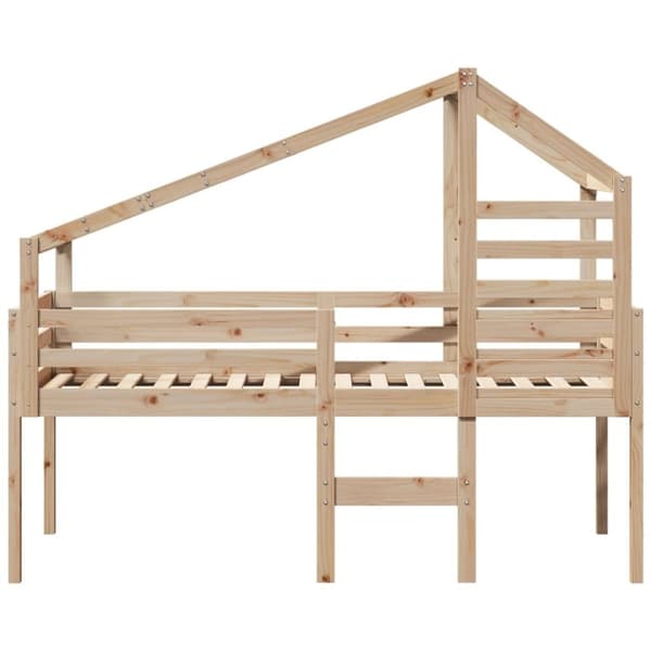 vidaXL Høyseng med tak 90x200 cm heltre furu