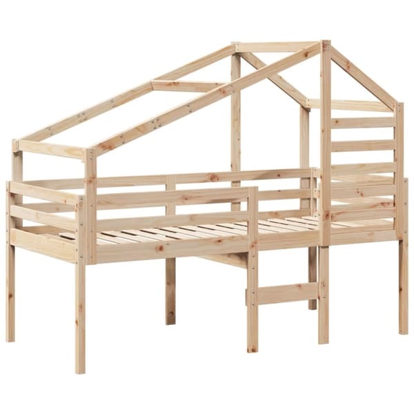 vidaXL Høyseng med tak 90x200 cm heltre furu