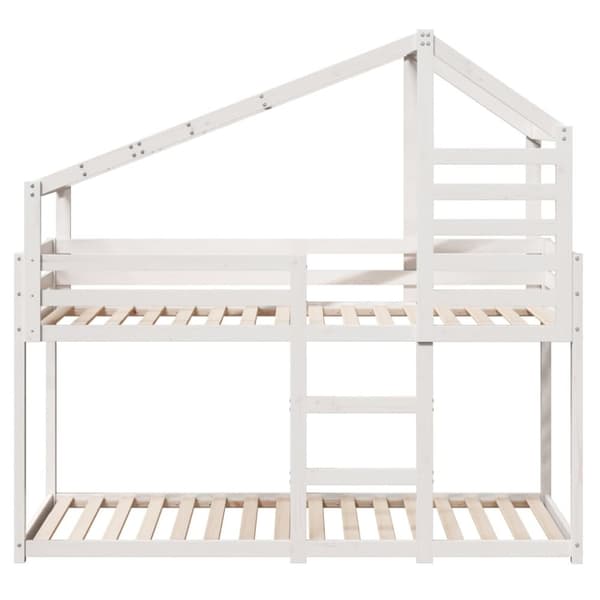vidaXL Våningssäng med tak vit 75x190 cm massiv furu