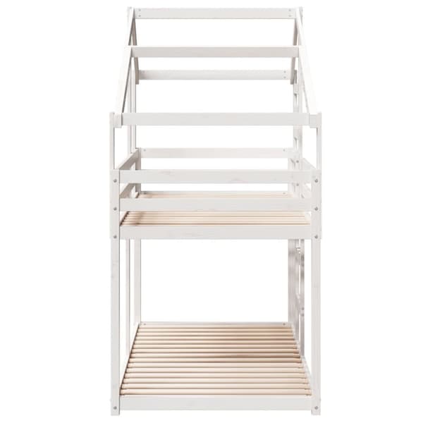 vidaXL Våningssäng med tak vit 75x190 cm massiv furu