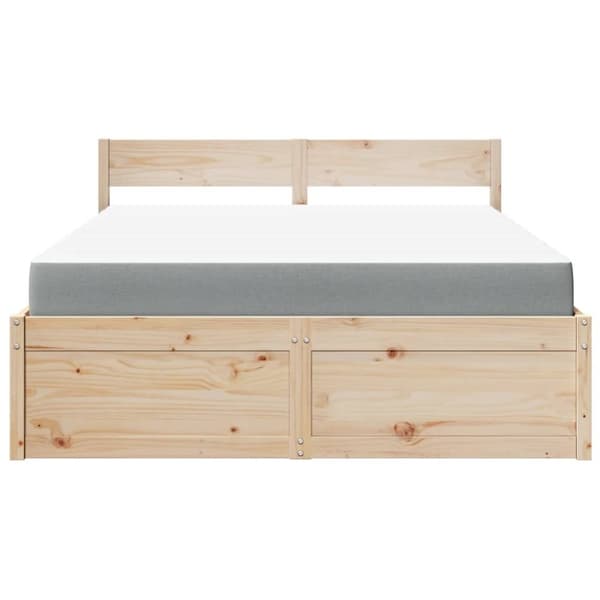 vidaXL Seng med skuffer og madrass 140x200 cm heltre furu