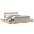 Miniatyrbilde 11 av 11: vidaXL Seng med skuffer og madrass 140x200 cm heltre furu